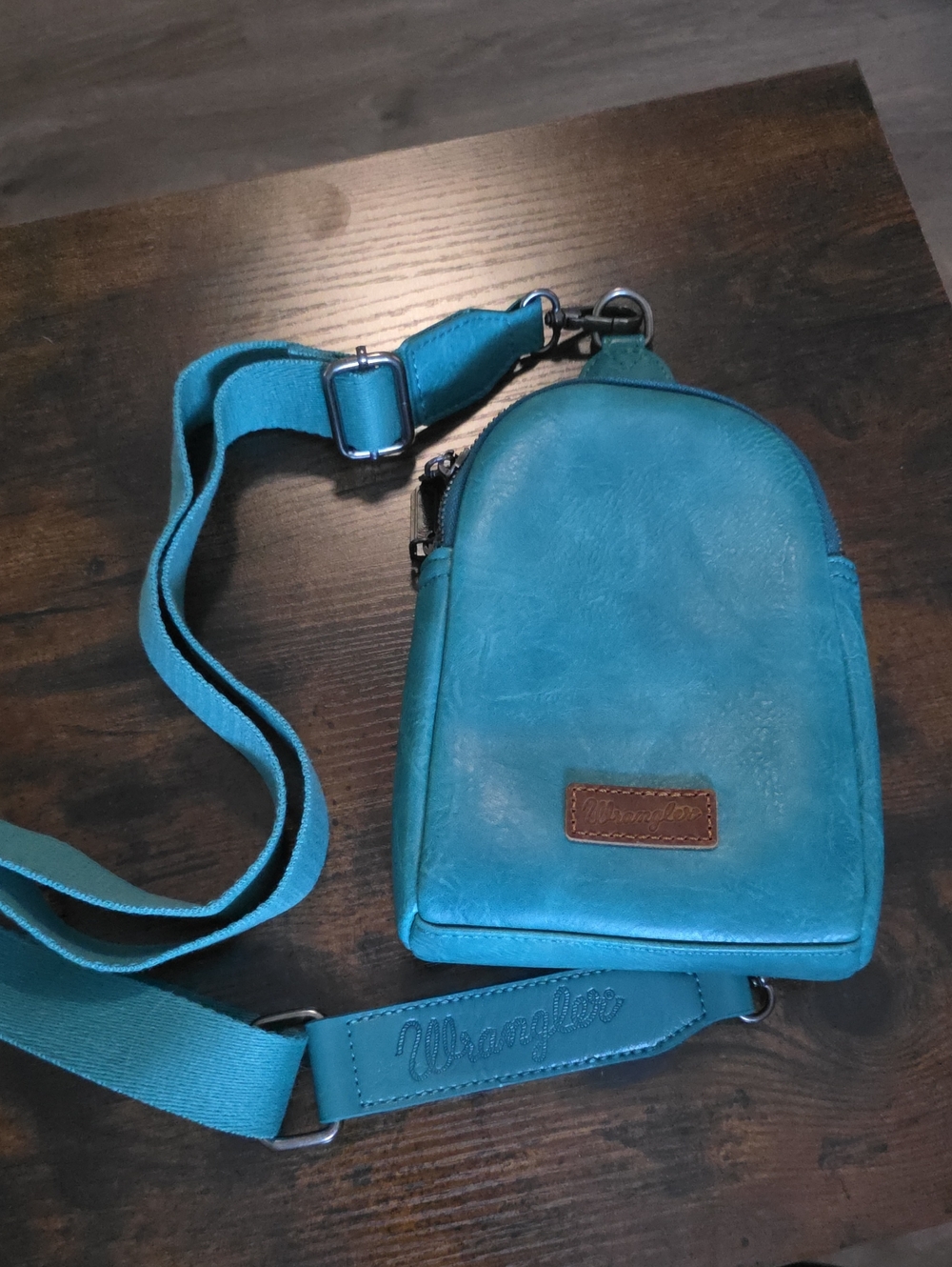 Wrangler Teal Faux Leather Sling Bag